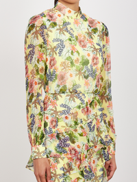 Isa Ruffle Dress in Plumeria Lemon by SALONI - View 3