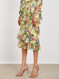 Isa Ruffle Dress in Plumeria Lemon by SALONI - View 4