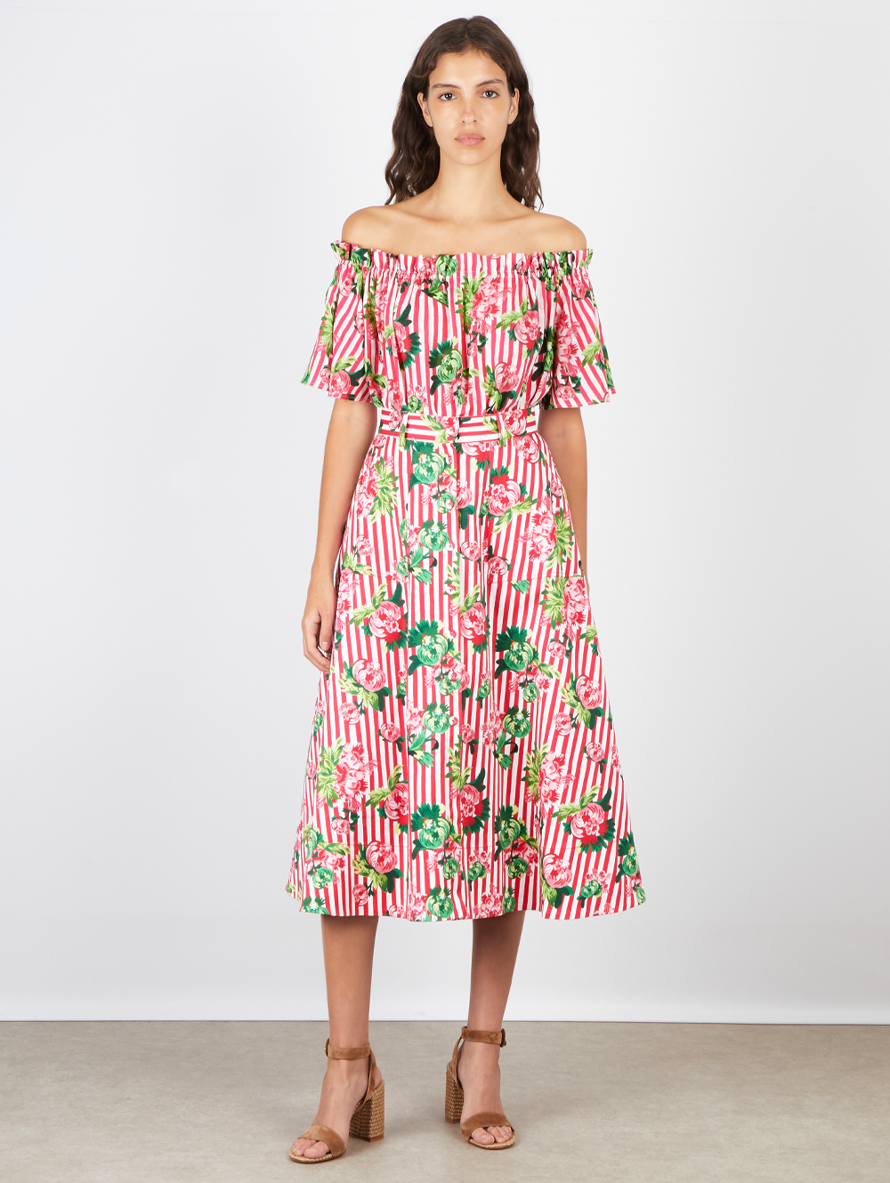 open lace back dress Provence Bloom Tiered Midi Dress Floral Pink– Selfie Leslie main image 0