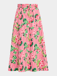 Kali C Midi Skirt in Pivoines Stripe by SALONI - View 6