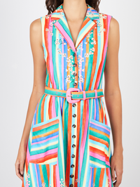 SALONI Kirat Belted Midi Dress in Rainbow Meadow in RAINBOW MEADOW – Image 3