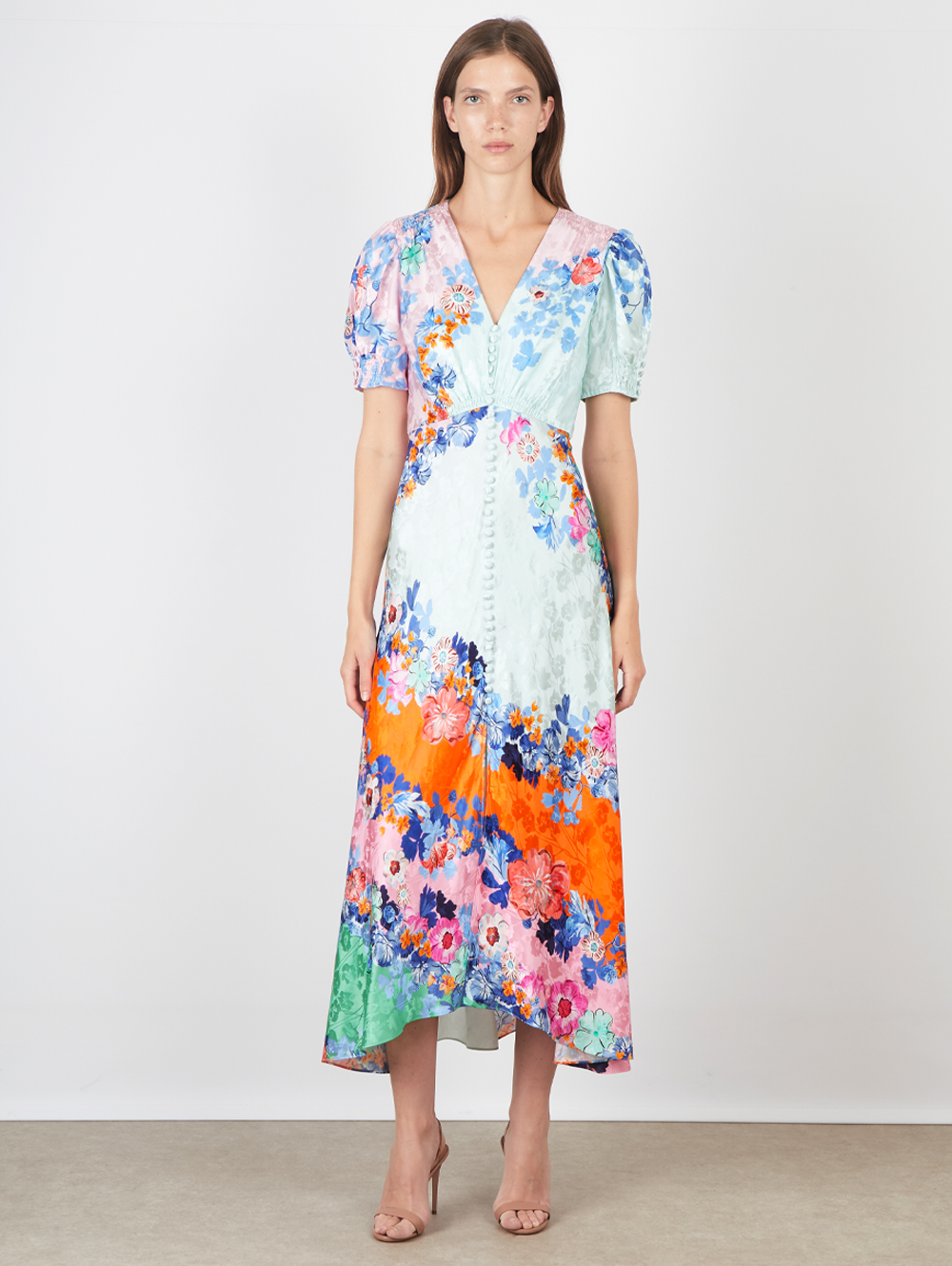 saloni lea wrap mini dress Lea Long Dress in Papaver Cascade