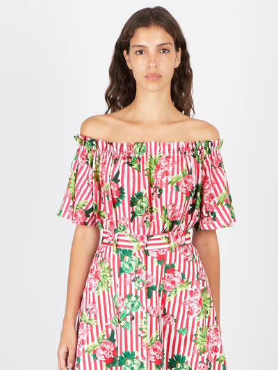 Tess Top in Pivoines Stripe