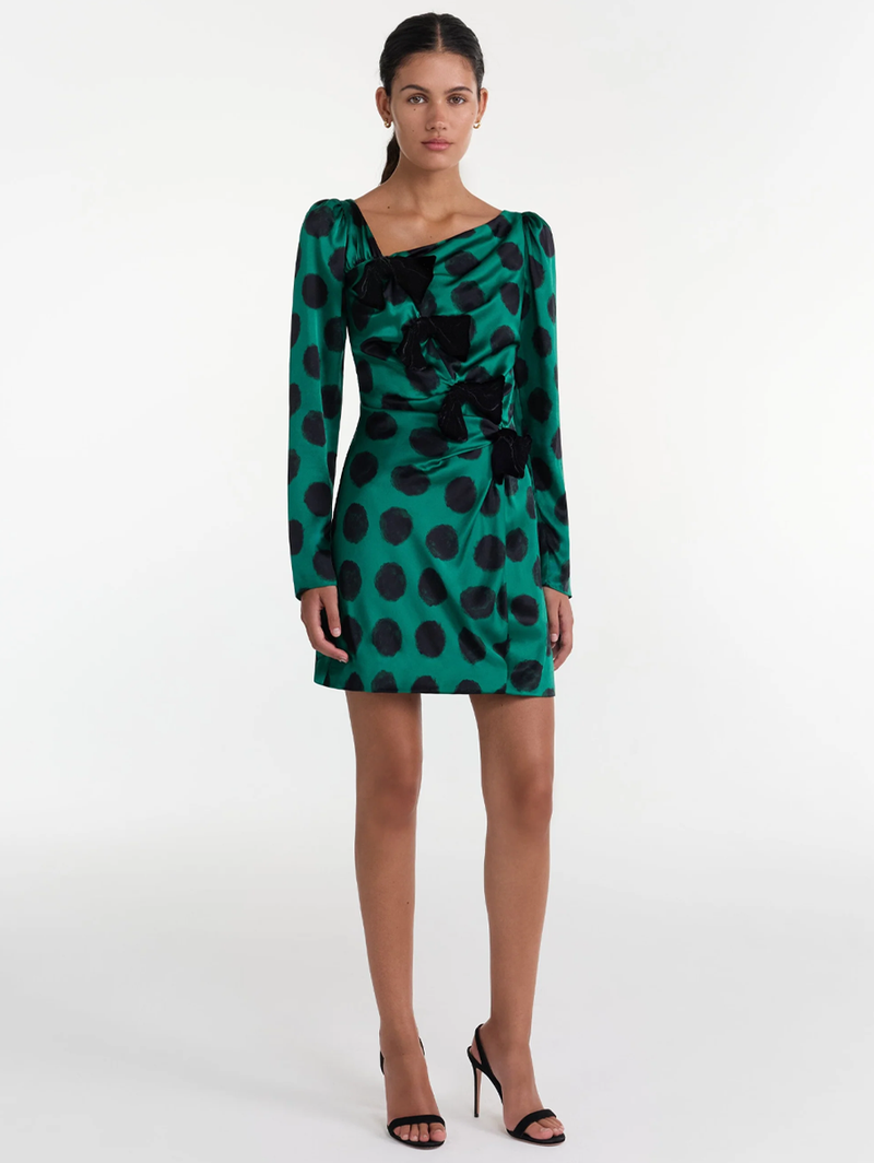 Kelly Mini B Dress in Emerald Giant Polka