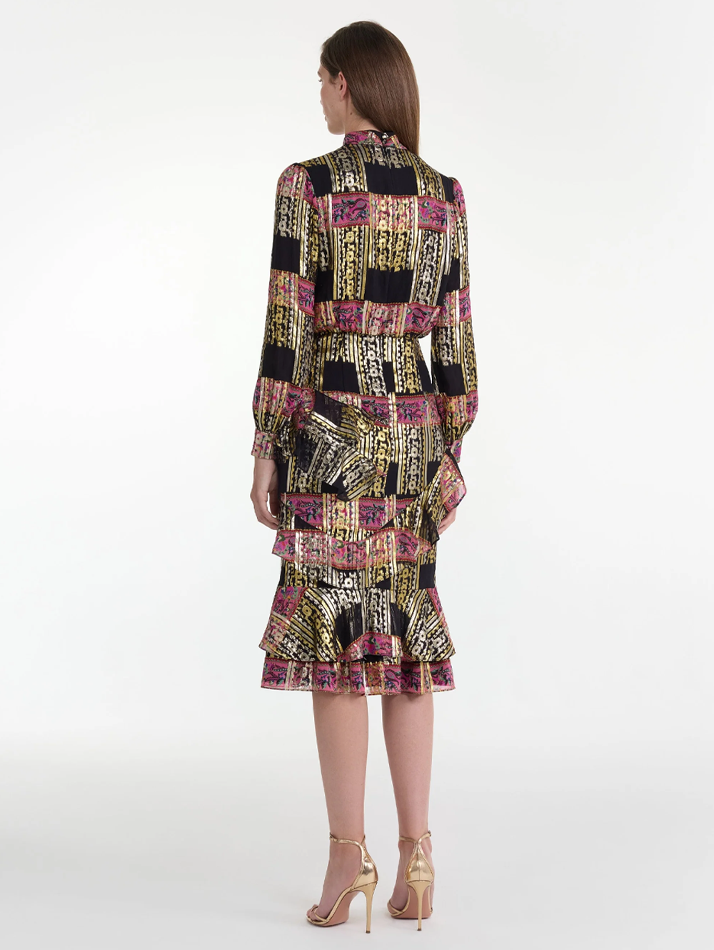 Isa Ruffle Dress in Budapest Lineae