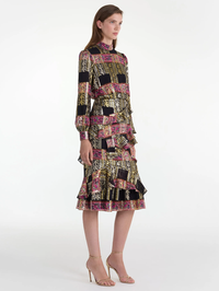 Isa Ruffle Dress in Budapest Lineae