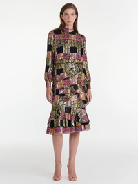 Isa Ruffle Dress in Budapest Lineae