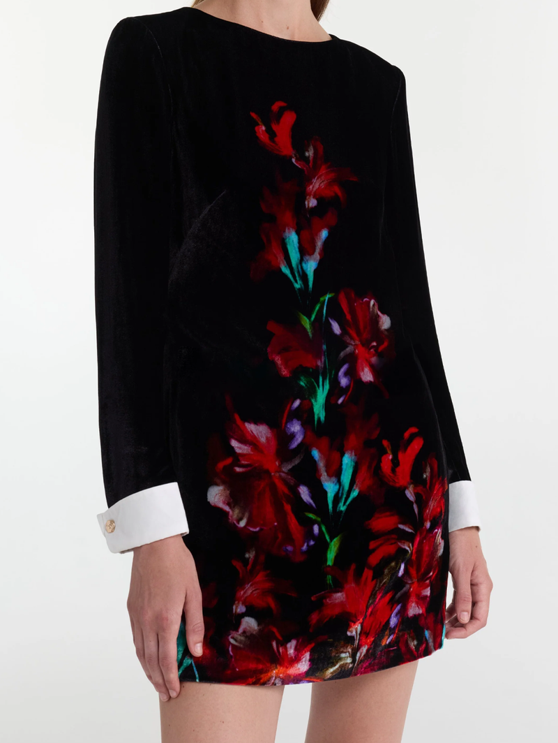Lucia Short Dress in Aquarelle Rouge