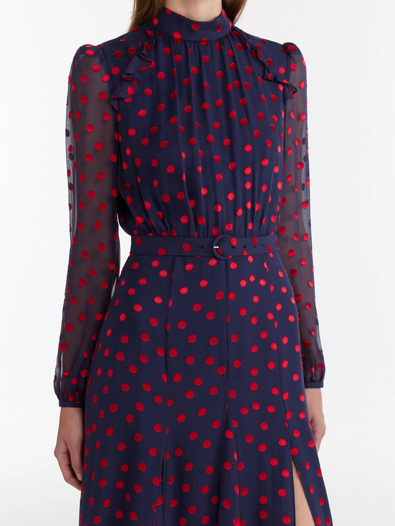 Jacqui B Dress in Navy Bright Rouge