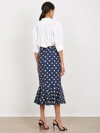 Portia Midi-B Skirt in Polka Lemon
