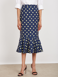Portia Midi-B Skirt in Polka Lemon