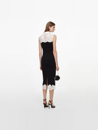 SELF-PORTRAIT Black Contrast Lace Bodice Midi Dress – Image 3
