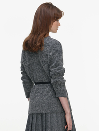 Charcoal Crystal Trim Cardigan by SELF-PORTRAIT - View 3