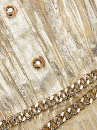 Gold Metallic Sleeveless Midi Dress by SELF-PORTRAIT - View 5