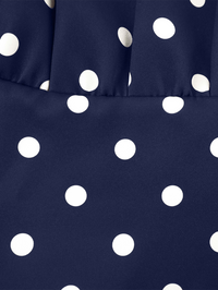 Navy Polka Dot Satin Midi Dress by SELF-PORTRAIT - View 5