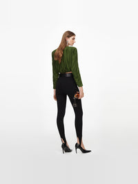 SELF-PORTRAIT Olive Jersey Gathered Top – Image 3
