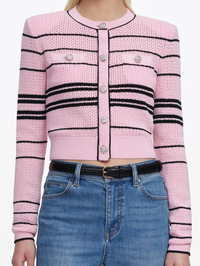 Pink Stripe Cardigan by SELF-PORTRAIT - View 3