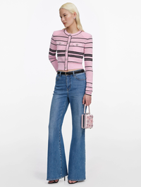 Pink Stripe Cardigan by SELF-PORTRAIT - View 4