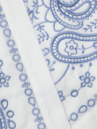 White And Blue Embroidered Linen Skort by SELF-PORTRAIT - View 6