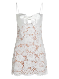 White Lace Bow Mini Dress by SELF-PORTRAIT - View 6