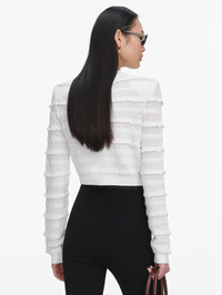 White Pointelle Diamante Cardigan by SELF-PORTRAIT - View 3