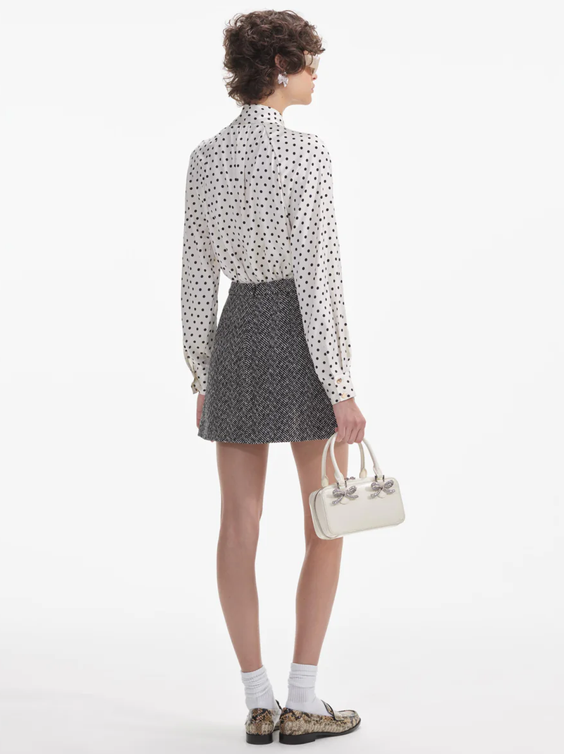 Cream Polka Dot Satin Blouse
