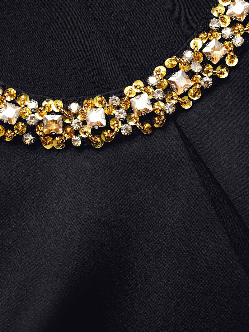 Black Satin Embellished Top