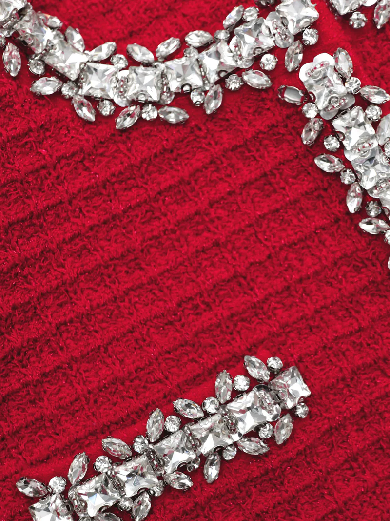 Red Textured Knit Cardigan