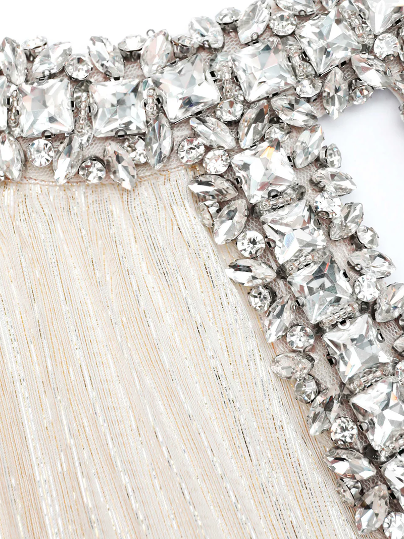 Gold Metallic Feather Maxi Dress