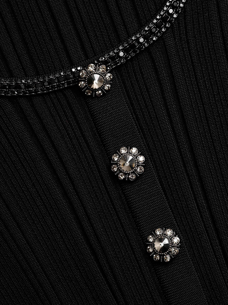 Black Embellished Knit Top