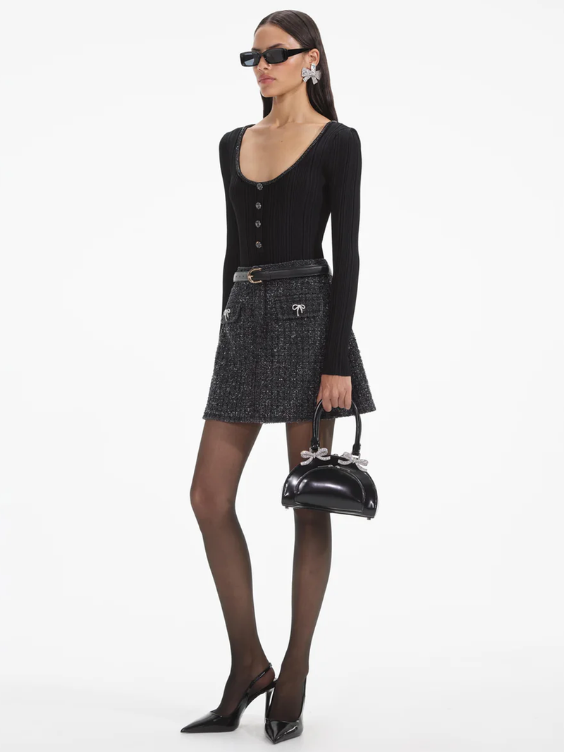 Black Embellished Knit Top