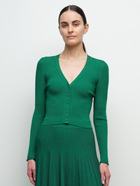 Ailany Rib Knit Cardigan in Kelly Green by SIMKHAI-KELLY GREEN-AMY Atelier