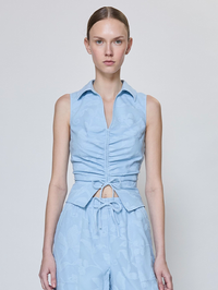 Arabella Jacquard Top in Sky by SIMKHAI-SKY BLUE-AMY Atelier