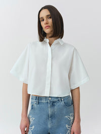 SIMKHAI BLAIR SHORT SLEEVE SHIRT IN WHITE - 3