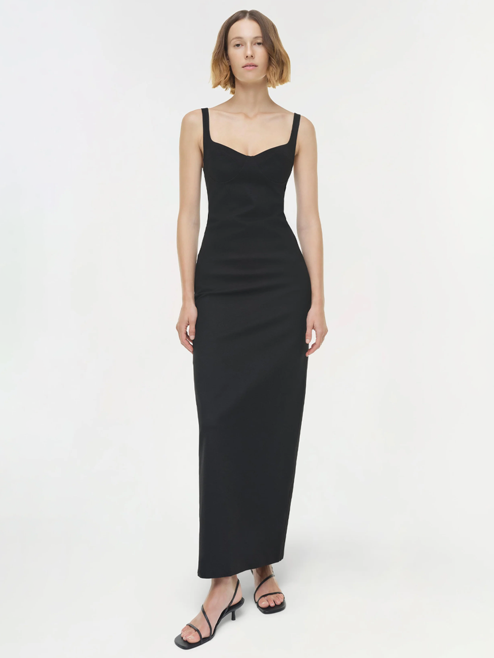 simkhai maxi dress SIMKHAI Cabot Sculpted Scuba Maxi Dress in Black