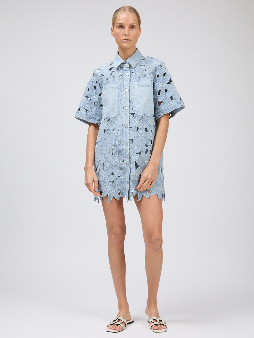 simkhai shirt dress Calyn Mini in Cetara – AMY Atelier Glint Embellished Dress Oh Cotton Dry clean Imported stylegirl Style & Length:Waterfall Cathedral (94