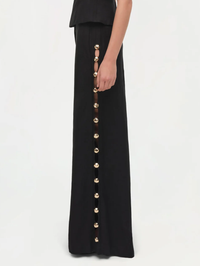 Cayman Studded Linen Wide-Leg Pant by SIMKHAI - View 5