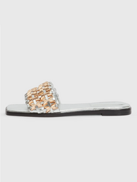 Faye Beaded Metallic Leather Flats by SIMKHAI-SILVER-AMY Atelier