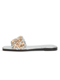 Faye Beaded Metallic Leather Flats by SIMKHAI - View 5