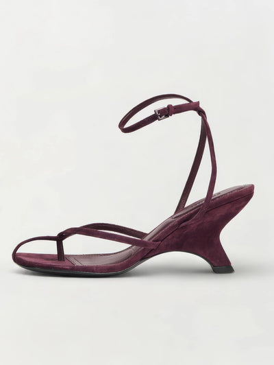 Kelsey Suede Strappy Wedge in Fig