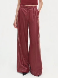 Kobie Wide-Leg Leather Pant by SIMKHAI-CRANBERRY-AMY Atelier