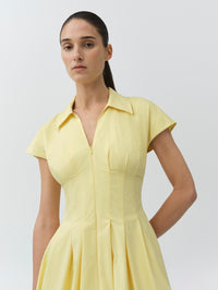 SIMKHAI LIRINNE SHORT SLEEVE MINI BUBBLE DRESS IN GOLDEN HAZE - 2