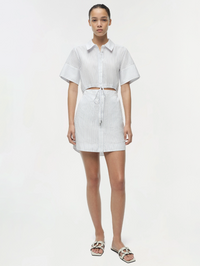 Marcy Cotton Mini Shirt Dress by SIMKHAI-WHITE STRIPE-AMY Atelier