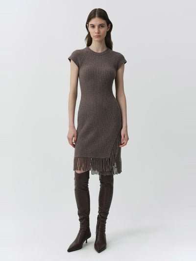 Margot Short Sleeve Mini Dress in Mushroom Melange