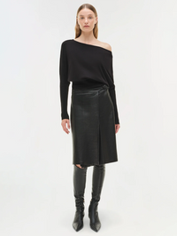 Raddix Leather Midi Skirt by SIMKHAI - View 4
