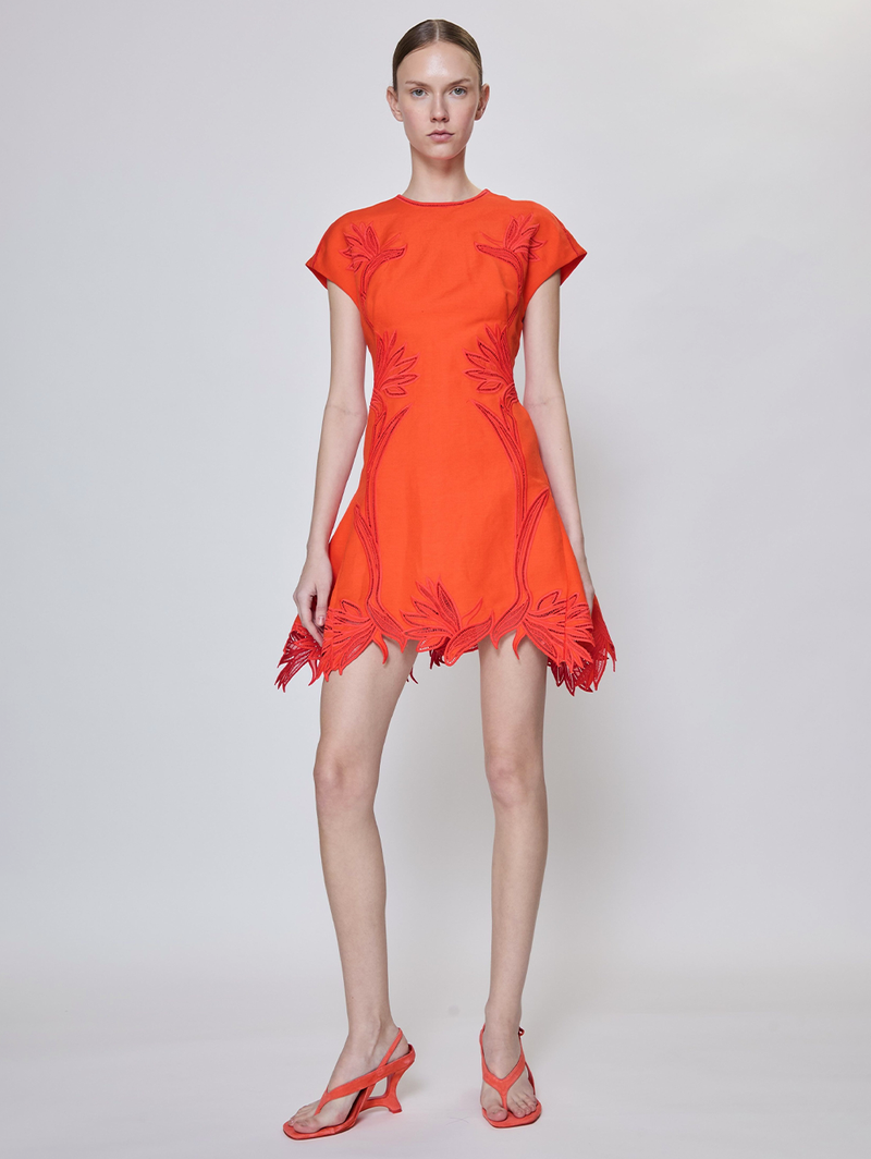 Simkhai Women's Raquel Embroidered Mini Dress - Lobster