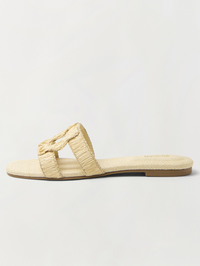 Simkhai Monogram Raffia Flat Slide by SIMKHAI-NATURAL-AMY Atelier
