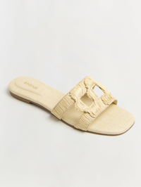 Simkhai Monogram Raffia Flat Slide by SIMKHAI - View 3