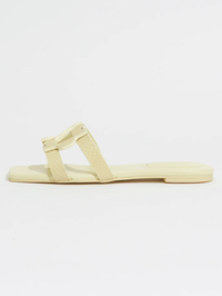 Simkhai Monogram Snake Leather Flat Slide by SIMKHAI-PISTACHIO-AMY Atelier