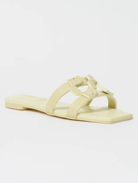 Simkhai Monogram Snake Leather Flat Slide by SIMKHAI - View 3